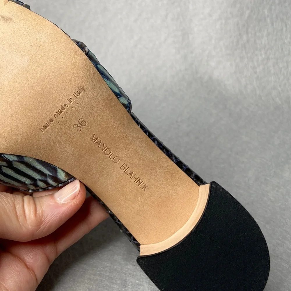 Manolo Blahnik Otawi Mule sandal with block heel - Navy/Teal - women's 36 - Picture 6 of 11
